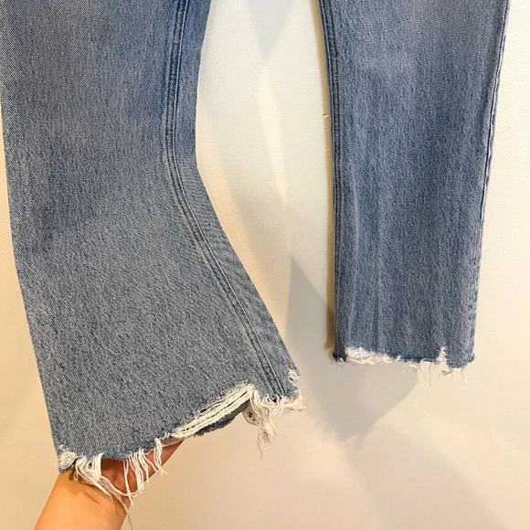 Agolde Light Wash Relaxed Boot Boho Classic High Waist Cut Raw Hem Denim Jean 27 - Picture 3 of 8